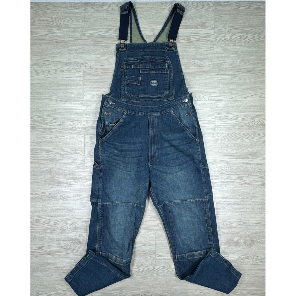 Berne Men's B911GRA Highland Flex Denim Bib Overalls Blue 32x30 Workwear